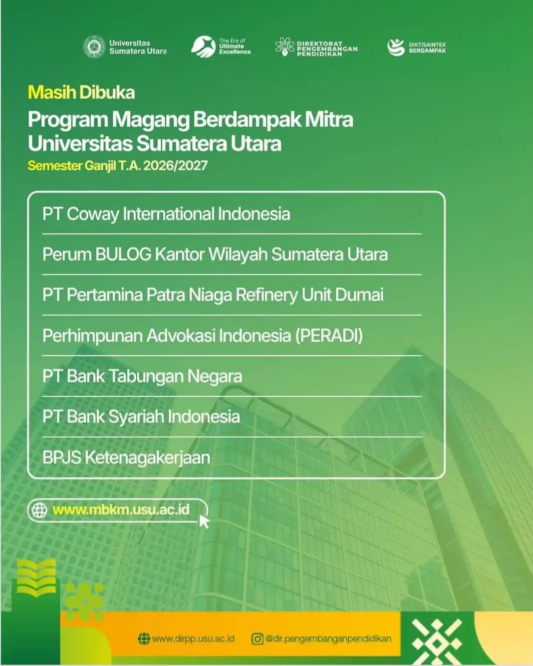 Program Magang Berdampak Mitra USU Semester Ganjil T.A. 2026/2027